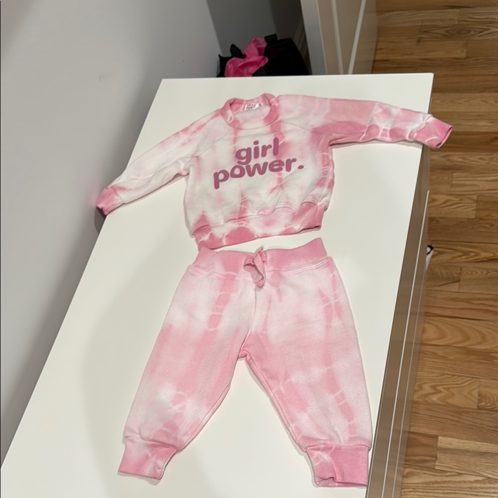 Pink Tie-Dye 'Girl Power' Sweatshirt and Joggers Set
